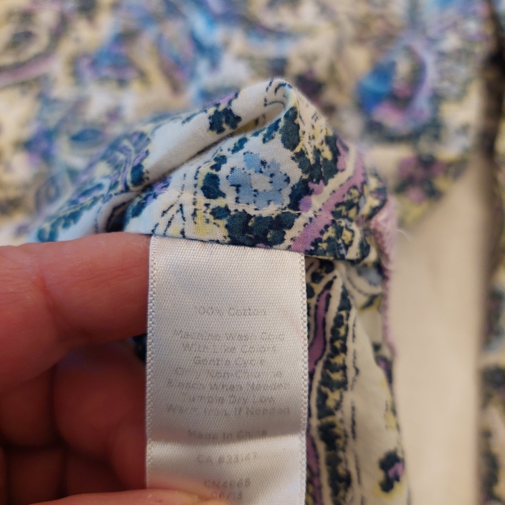 Talbots White Purple Paisley Lightweight button down long sleeve Top. Size 18W - Picture 8 of 10
